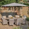 St Tropez 8 Seat Dining Set with Lazy Susan and 2m x 3m Crank & Tilt Parasol

